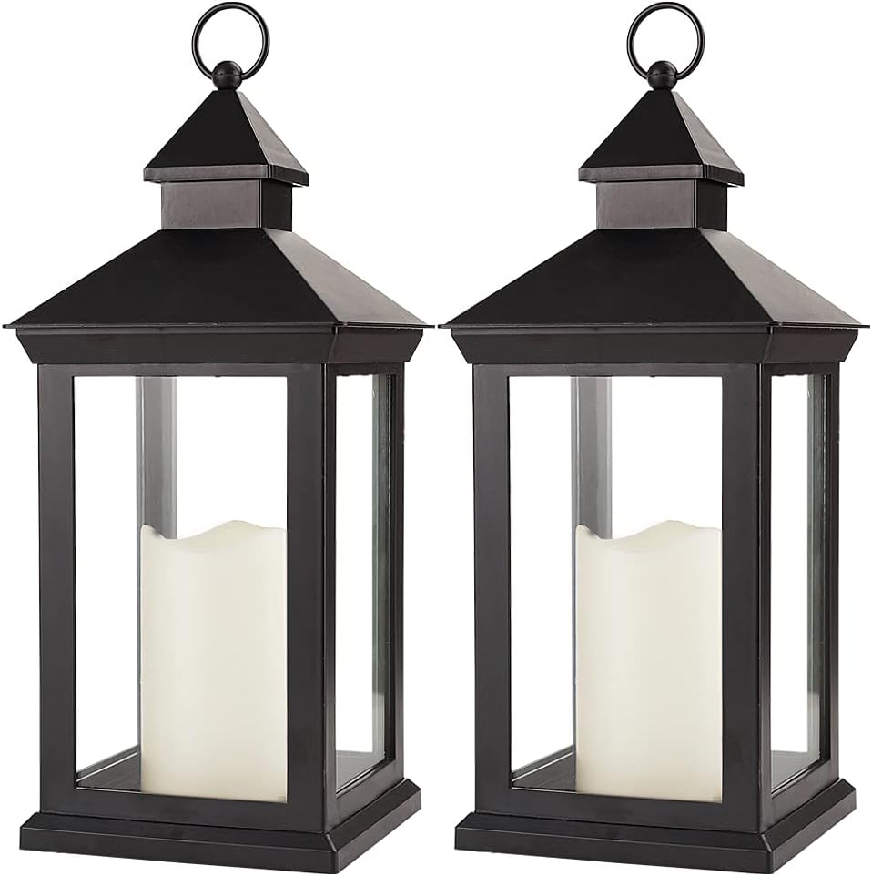 Black Lanterns with LED Candles